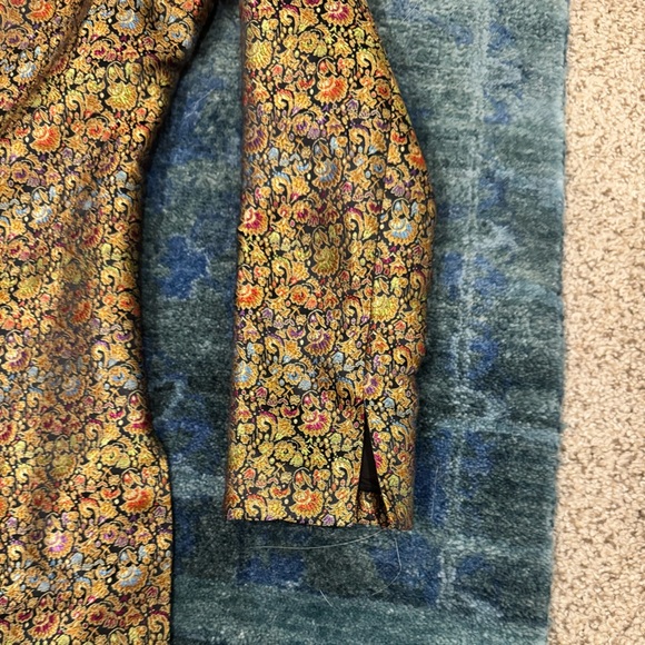 SilkLand Gold Black Office Shacket Jacket Floral Frenzy Blazer Statement Office - Picture 8 of 13